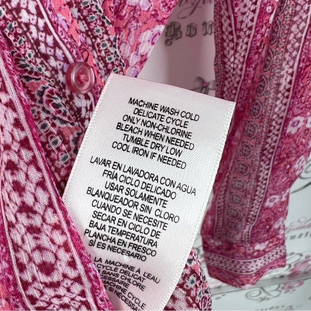Kut from the Kloth button up paisley floral boho blouse Pink Patterned Blouse - Picture 9 of 9